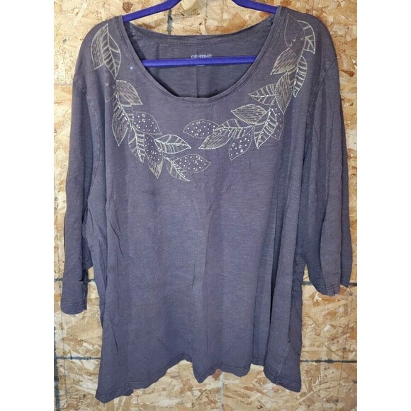 Catherines‎ Blouse. Brown with Gold Leaf design. 4x (30/32W) - Picture 1 of 5